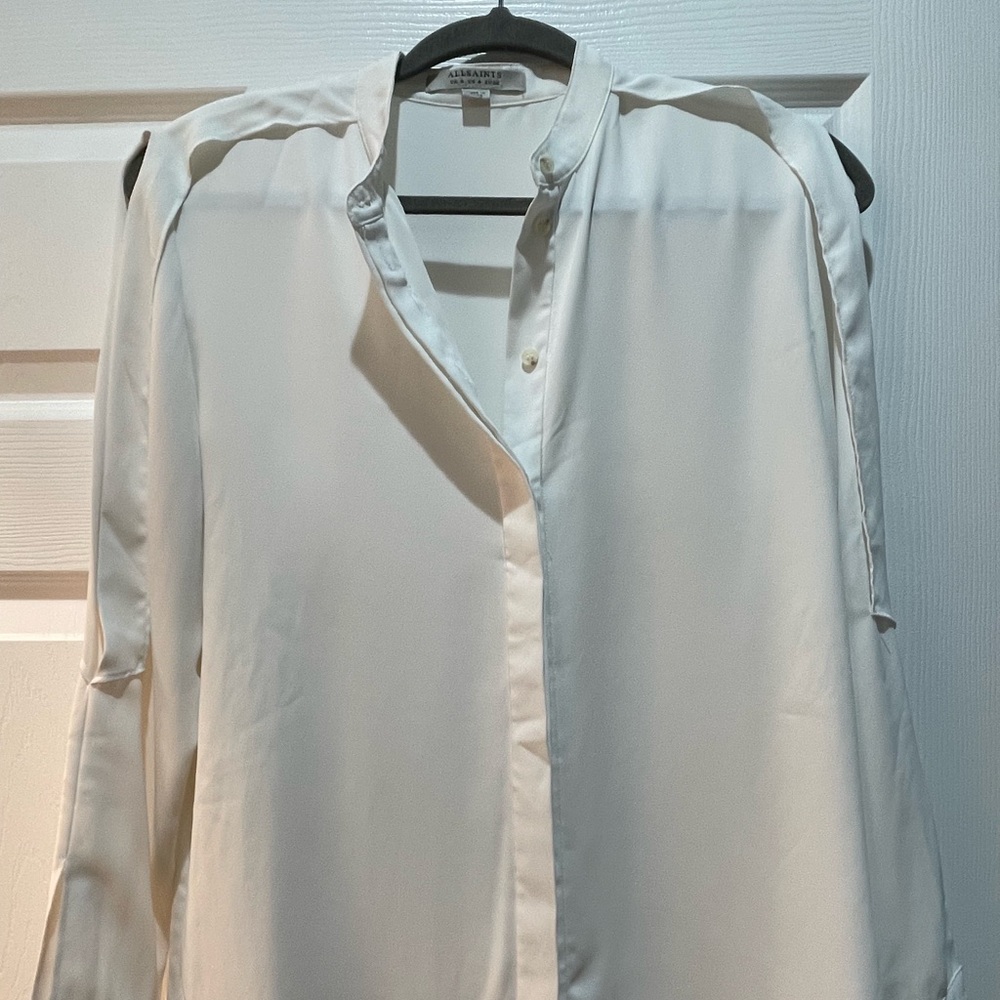 All Saints Cream Button-Up Shirt